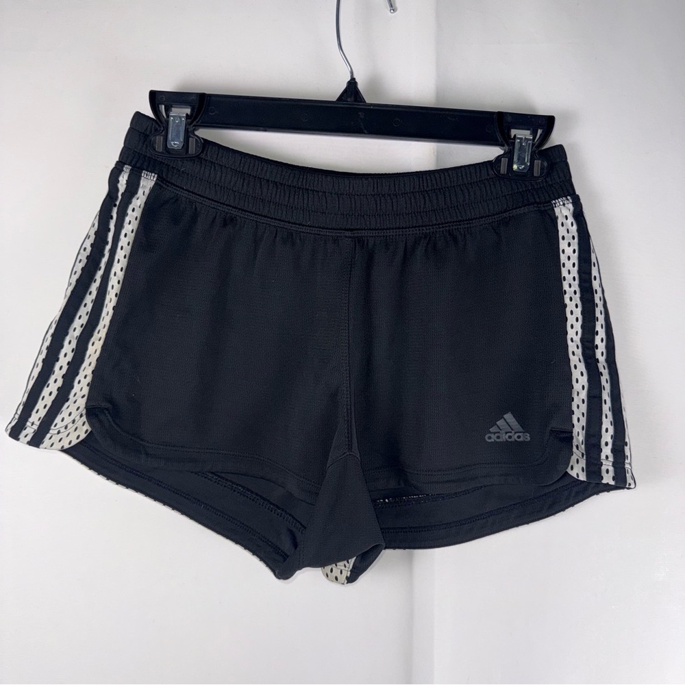 Black and white Adidas athletic shorts